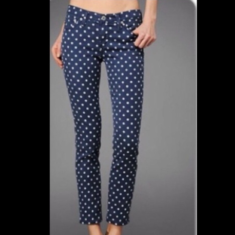 AG Adriano Goldschmied Stevie Ankle Slim Straight Polka Dots Mid Rise Jeans 27R